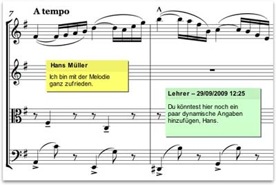 Sibelius 6 Kommentare in der Partitur hinzufügen